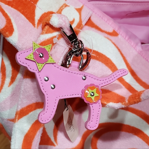 Vintage Pink Victoria Secret tote bag with Pink dog key chain. NWT Collectable - Picture 2 of 10